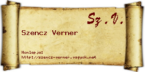 Szencz Verner névjegykártya